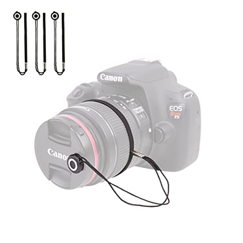 Foto&Tech Camera Lens Cap Leash with Elastic String, Compatible with Universal DSLR SLR Evil Mirrorless Cameras Video (x3)
