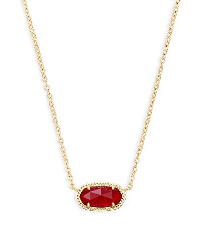 Kendra Scott Elisa Short Pendant Necklace for Women, Dainty Fashion Jewelry, 14K Gold-Plated Brass, Ruby Red Clear Glass