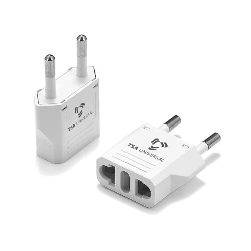 United States to Portugal Travel Power Adapter to Connect North American Electrical Plugs to Portuguese Outlets for Cell Phones, Tablets, eReaders, and More (2-Pack, White)