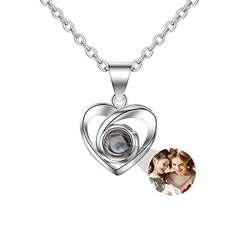 a266XDKSJK Custom Photo Projective Necklace, The Memory of Love Nanotechnology Necklace 925 Sterling Silver Girls' Pendants Necklace (silver Full Color 20)