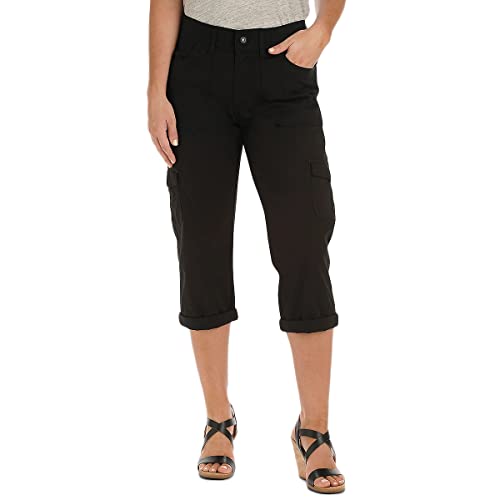 Lee Women's Size Relaxed Fit Austyn Knit Waist Cargo Capri Pant, Black, 18 Plus Medium