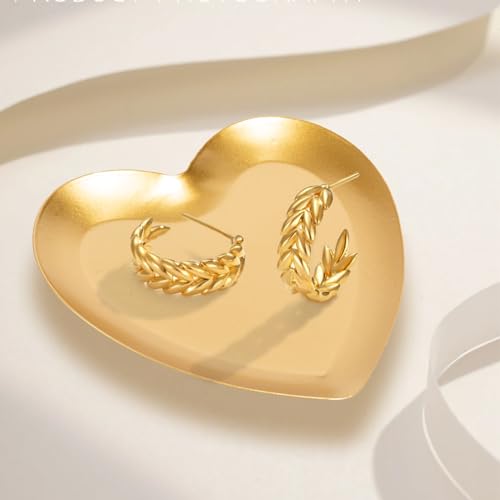 GENMOUS Mothers Day Mom Gifts Gold Love Heart Decorative Tray, Small Metal Serving Tray for Coffee Table Candle Perfume Jewelry Countertop Kitchen Cake Stand Lazy Susan Organizer Accessory