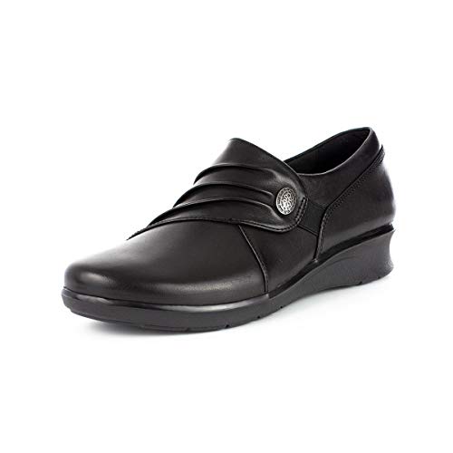 Clarks Women's Hope Roxanne Loafer, Black Leather, 8.5 M US