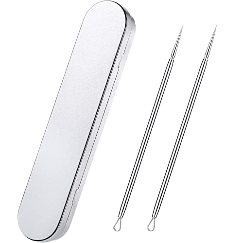 Titanium Lancet Needle Pimple Popper Tool Facial Milia Remover Blackhead Blemish Remover Blackhead Whitehead Extractor Professional Lancet Zit Blemish Comedone Removal Tool 2 Pieces with Box