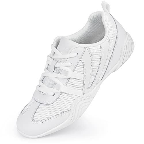 CADIDL Cheer Shoes Women Cheerleading Dance Shoes Tennis Athletic Flats Walking Sneakers for Girls White 9 (M) US