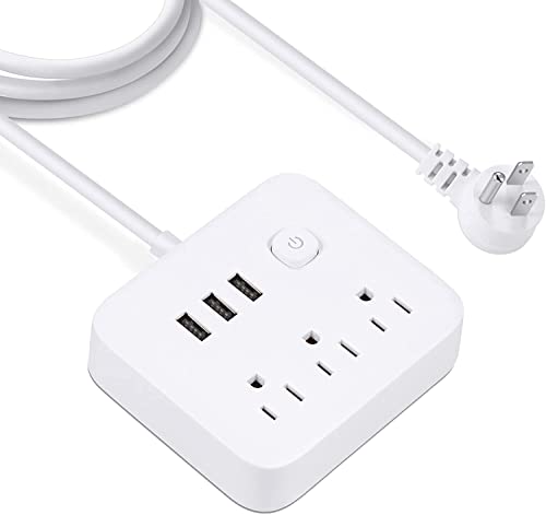Power Strip Surge Protector with USB,4 Feet Long Cord with 3 AC Outlets and 3 USB Charging Ports, Overload Protection Outlet Extender, Compact for Smartphone Tablets Home, Office, Hotel,900 Joules