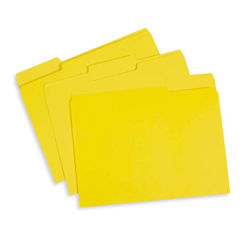 File Folder, 1/3 Cut Tab, Letter Size, Yellow, Great for Organizing and Easy File Storage, 100 Per Box