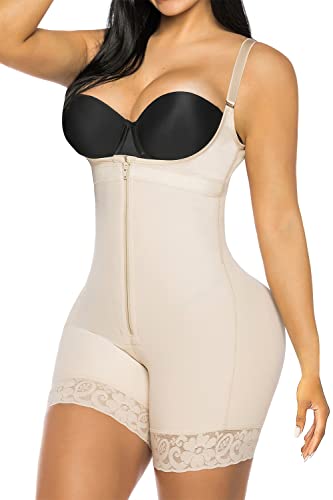 YIANNA Fajas Colombianas Shapewear for Women Postparto Postpartum Tummy Control Body Shaper Butt Lifter Bodysuit Beige,YA7212-Beige-XL