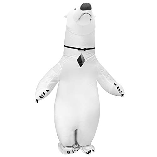 Arokibui Full Body Inflatable White Polar Bear Costume Funny Blow up Animal Costumes Cosplay Party Festival Christmas Halloween Costume