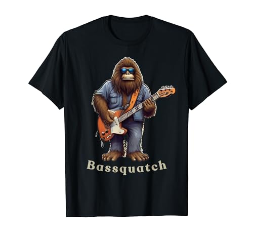 Funny Bassquatch Bigfoot Playing Bass Guitar, Bigfoot Guitar T-Shirt