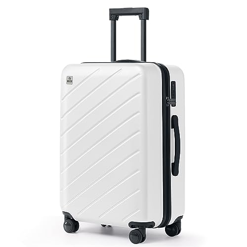 AnyZip Luggage Suitcases with Spinner Wheels PC+ABS Hardshell TSA Lock Checked Luggage 24Inch White