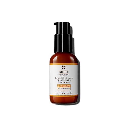 Kiehl's Powerful-Strength 12.5% Vitamin C Serum, Line-Reducing Concentrate for Face, Boosts Radiance & Firmness, Smooths & Plumps Skin, with Hyaluronic Acid, Dermatologist-Tested - 1.7 fl oz