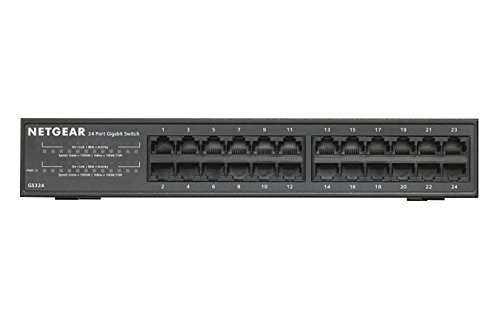 NETGEAR 24-Port Gigabit Ethernet Network Switch, Hub, Internet Splitter (GS324) - Desktop/Rackmount, Fanless Housing for Quiet Operation, Black