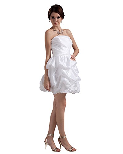 Vampal Ivory Taffeta Strapless Bubble Hem Short Wedding Dresses With Pick Ups 8 Ivory