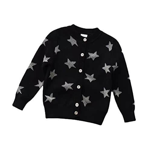 Kids Toddler Baby Girls Boys Autumn Winter Knit Sweater Star Print Long Sleeve Coat Cardigan Child Hoodie Black