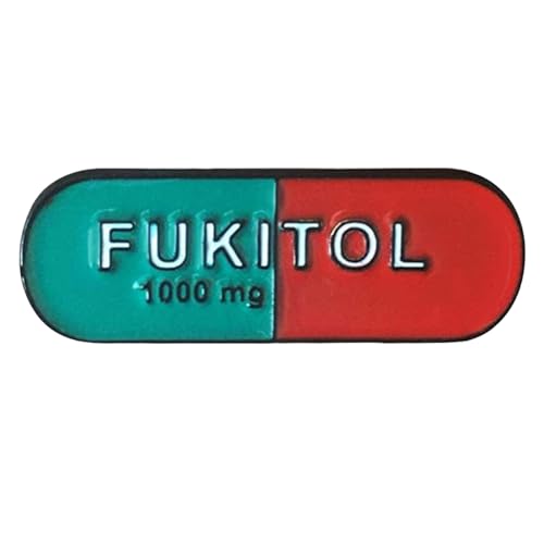 Stickeroonie Fukitol Enamel Pin Funny Sarcasm Fukitol Prescription Pill - Great Gift for Coworkers, Friends- The Perfect RX - Hat pins, Funny Pins, Jean pins
