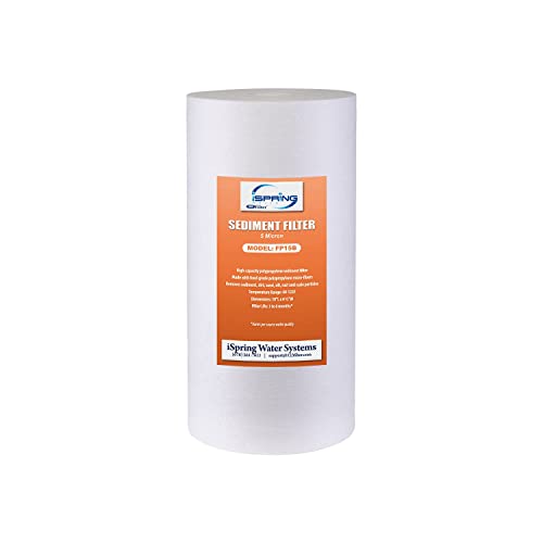 iSpring FP15B Sediment Filter Replacement Cartridge for Whole House Water Filtration Systems, High Capacity 5-Micron Premium PP, 4.5' x 10', White