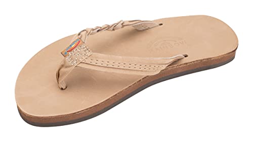 Rainbow Sandals Kid's Single Layer Premier Leather Flirty Braidy, Sierra Brown, Kid's 04-05 B(M) US