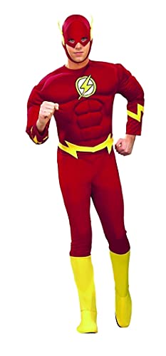 Rubie's mens Dc Comics Deluxe Muscle Chest the Flash Adult Sized Costumes, Red, Medium US