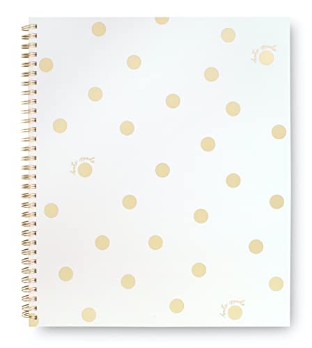 Kate Spade New York Large College Ruled Notebook, 11' x 9.5' Spiral Notebook with 160 Pages, Gold Dot with Script
