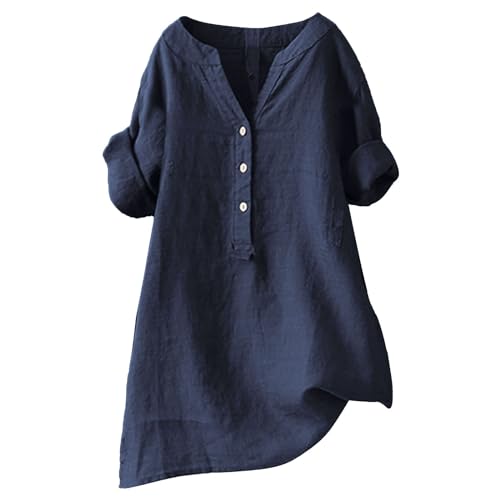 Cotton Linen Tops for Women Tops 3/4 Sleeves Dressy Casual Plus Size Tops T Shirts V Neck Long Sleeve Trendy Dressy Blouses Amazon My Orders History