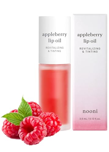 NOONI Korean Lip Oil - Appleberry | Lip Stain, Gift, Long-Lasting, Moisturizing, Plumping, Revitalizing for Dry Lips, Waterproof, No Peel Off, Korean Lip Tint, Red Lips, Mother's Day, Prom, 0.12 Fl Oz