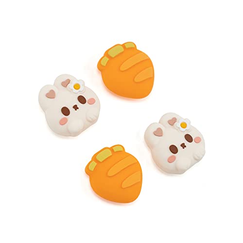 GeekShare Cute Silicone Joycon Thumb Grip Caps, Joystick Cover Compatible with Nintendo Switch/OLED/Switch Lite, 4PCS - Rabbit & Carrot