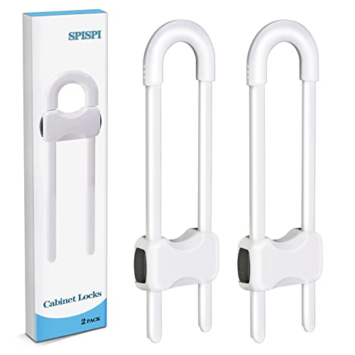 Baby Proofing Cabinets,Cabinet Locks for Babies,U-Shaped Child Locks for Cabinets, Child Proof Cabinet Latches,Child Safety Cabinet Locks with Adjustable by SPISPI (Pack of 2)