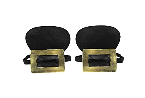 Nicky Bigs Novelties Adult Gold Buckle Colonial Black Shoe Covers Historic Pilgrim Costume Accessory