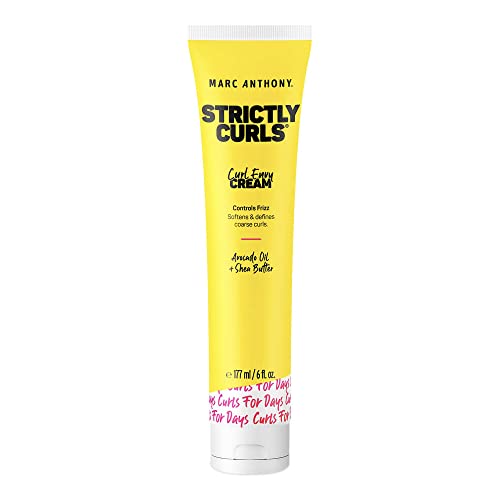 Marc Anthony Curl Envy Cream, Strictly Curls - Curl Defining Cream Softens Coarse Curls, Adds Bounce & Fights Frizz with Avocado Oil & Shea Butter - Sulfate-Free Hair Products for Curly Hair - 6 Oz