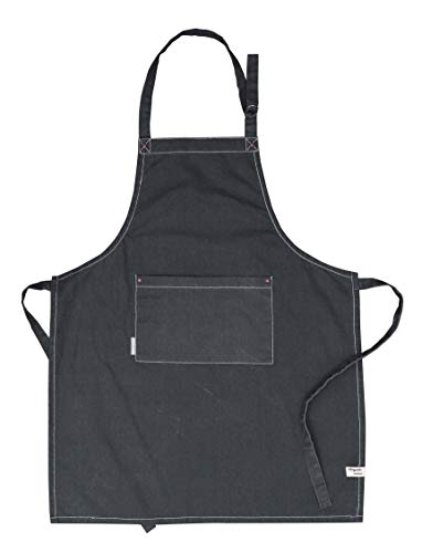 AMOUR INFINI Cotton Aprons for Women with Pockets Adjustable Strap & Waist Ties Aprons for Baking, Cooking, Gardening Cotton Washable, Reusable Spring & Easter Apron (27.5 x 33 Inches - Gray)