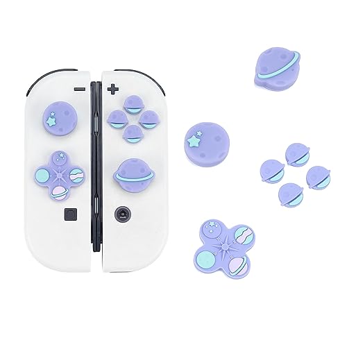 GeekShare Cute Cross D-Pad Button Caps Silicone Thumb Grips Set, ABXY Key Buttons Sticker Joystick Cover Caps Compatible with Nintendo Switch/OLED - Happy Planet