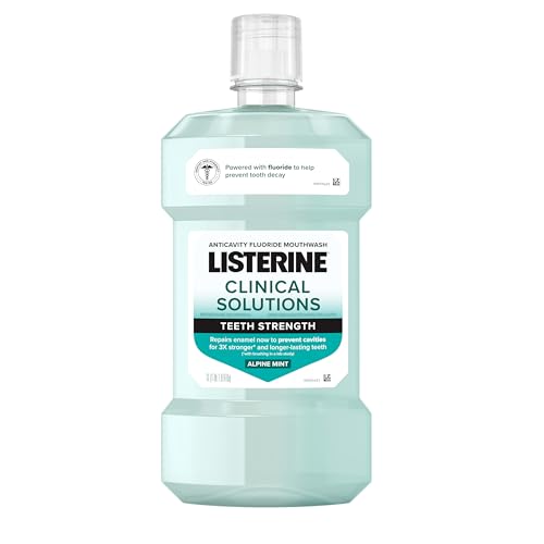 Listerine Clinical Solutions Mouthwash, Teeth Strength, Daily Anticavity Fluoride Oral Rinse to Repair Tooth Enamel & Help Prevent Tooth Decay, Alpine Mint, 1 L