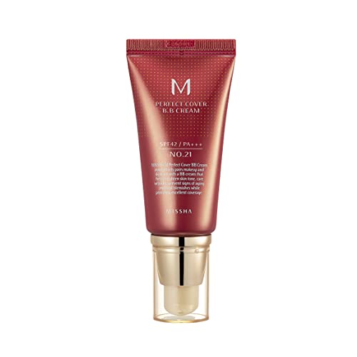 MISSHA M Perfect BB Cream No.21 Light Beige for Bright Skin SPF 42 PA +++ 1.69 Fl Oz - Tinted Moisturizer for face with SPF