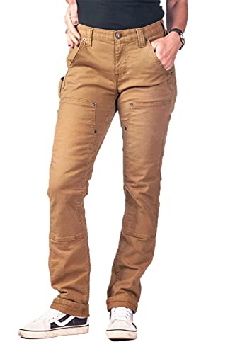 Dovetail Workwear Maven X Cargo Pants for Women, Slim Leg Fit, 10 Functional Pockets, Saddle Brown Canvas Size 6x32