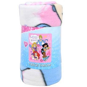 Disney Princesses Fleece Throw Blanket - Disney Embrace Your Inner Princess Kids Fleece Throw Blanket for Boys and Girls, Warm, Soft and Cozy Lightweight Plush Fabric Bed Cover Decor - Size 45' x 60'