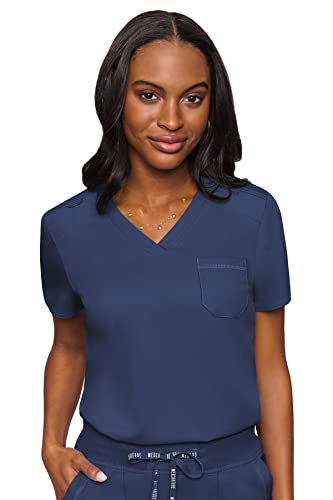 Med Couture Touch Women’s Chest Pocket Tuck in Top, Navy, Medium