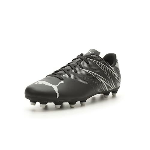 PUMA Men's ATTACANTO FIRM GROUND/ARTIFICIAL GROUND Soccer Cleat, PUMA Black-Silver Mist, 10