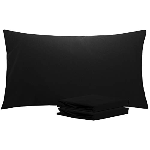 NTBAY King Pillowcase Set - 2 Pack Brushed Microfiber 20x36 Pillowcases - Soft, Wrinkle-Free, Fade-Resistant, Stain-Resistant, Black Pillowcases with Envelope Closure - 20x36 Inches, Black