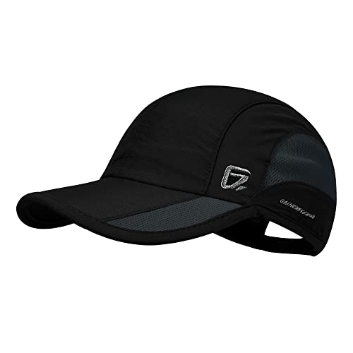 GADIEMKENSD Outdoor Running Hat Men's Cooling UPF50+ Womens Baseball Cap Sport Mesh Sun Hat Trucker Dad Hats Quick Dry Breathable Unstructured for Summer Camping Fishing Hiking Improved Black L