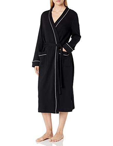 Amazon Essentials Women's Lightweight Waffle Full-Length Robe (Available in Plus Size), Black, XX-Large
