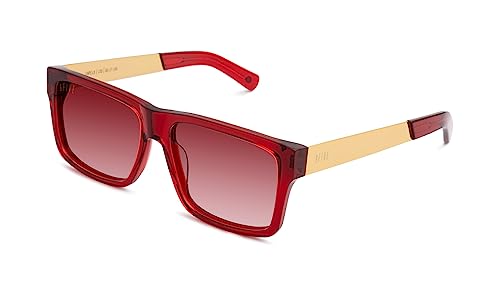 9FIVE Caps LX Ruby & 24K Gold - Ruby Gradient Sunglasses with CR-39 100% UV Protection Lens - Elevate Your Confidence and Style with Handcrafted Luxury Mens Sunglasses