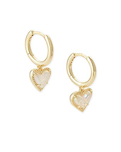 Kendra Scott Ari Heart Huggie Earrings in Gold Iridescent Drusy