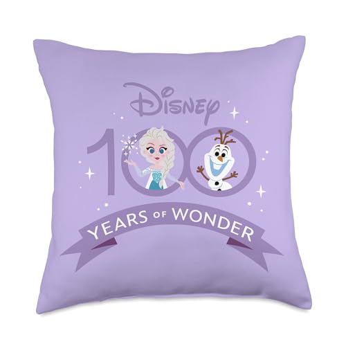 Disney 100 Anniversary Frozen Elsa and Olaf Wonder D100 Throw Pillow, 18x18, Multicolor