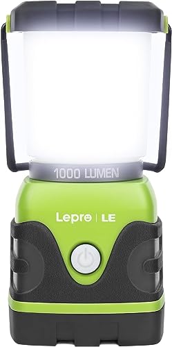 LE 1000LM Battery Powered LED Camping Lantern, Waterproof Tent Light with 4 Light Modes, Camping Essentials, Portable Lantern Flashlight for Camping, Hurricane, Emergency, Hiking, Power Outages, 1PCS