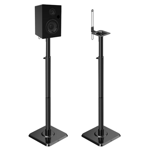 Mounting Dream Speaker Stands Height Adjustable Bookshelf Speaker Stand Pair for Universal Satellite Speakers, Set of 2 for Bose Polk JBL Sony Yamaha - 11 lbs Capacity