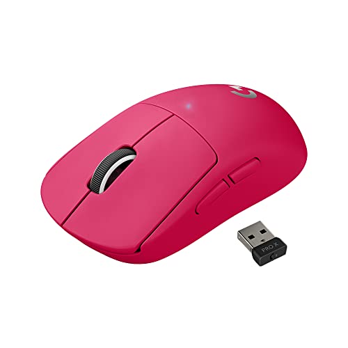 Logitech G PRO X SUPERLIGHT Wireless Gaming Mouse, Ultra-Lightweight, HERO 25K Sensor, 25,600 DPI, 5 Programmable Buttons, Long Battery Life, Compatible with PC / Mac - Magenta