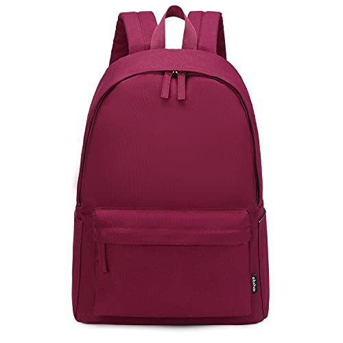 abshoo Lightweight Casual Unisex Backpack for School Solid Color Boobags (Red)
