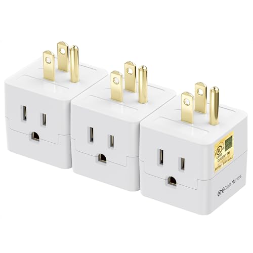 [UL Listed] Cable Matters 3-Pack 3 Outlet Wall Adapter (3 Outlet Power Cube Tap, Outlet Splitter, Multi Plug Outlet, 3 Way Plug Adapter, Outlet Extender) in White