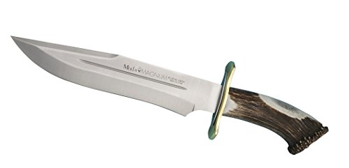 MUELA MAGNUM-26 Red Stag Crown Antler Handle Hunting Knife with Leather Sheath